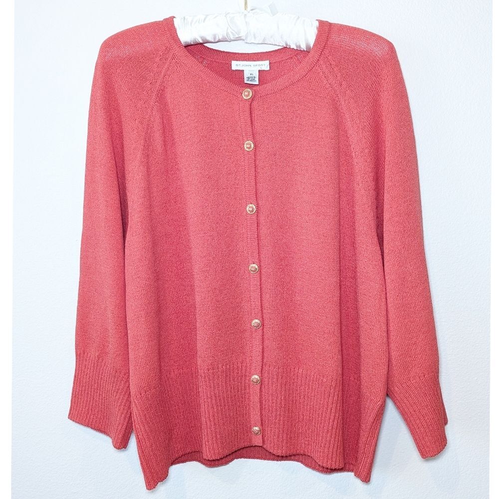 St John Sport Wool Blend Orange Cardigan